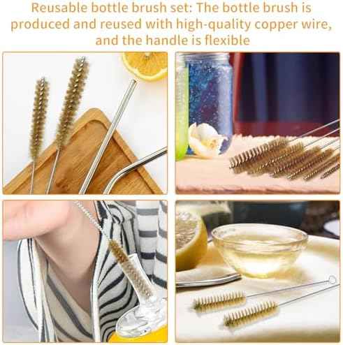 7 Pcs Brass Brush Set, 12'' Long Handle Pipe Cleaner Brush for Deep