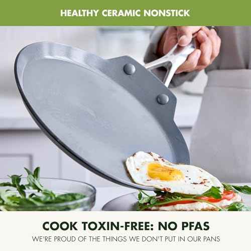 GreenPan Valencia Pro 9.5" Ceramic Nonstick Crepe Pan, Hard Anodized