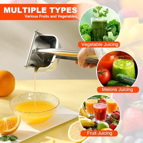 Large 304 Stainless Steel Manual Fruit Juicer Press, Handheld Citrus
