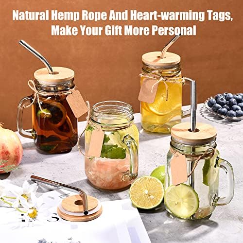 TANGLONG 16 oz Mason Jars with Handle, Mason Jar Cups, 12Pack