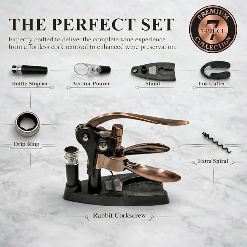 Corkscrews for Wine Bottles – Ultimate 7-Piece Rabbit Wine Opener Set