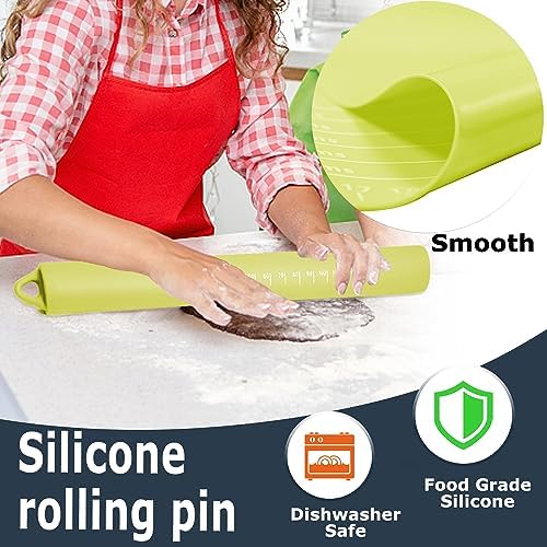 Rolling Pin Silicone Baking Pastry Mat Set, 15.7" x 24"