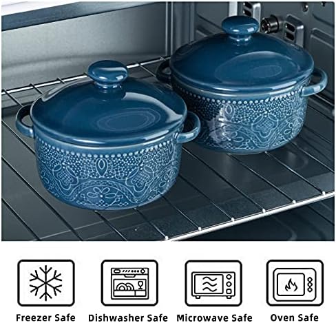 Mini Cocotte Set, 10 OZ Small Casserole Dishes with Lids, Ceramic
