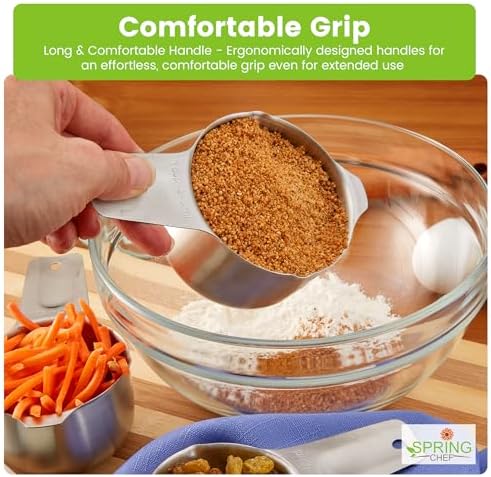 Spring Chef Stainless Steel Measuring Cups Set of 7 with Pour Spout