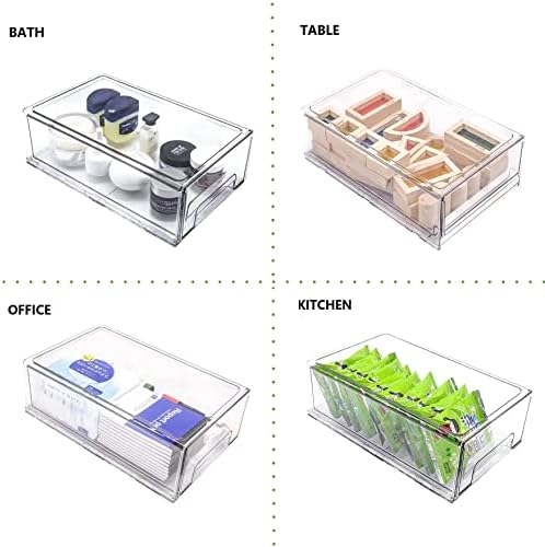 Mano 2Pack Clear Fridge Drawers Pull Out Stackable Refrigerator Drawer