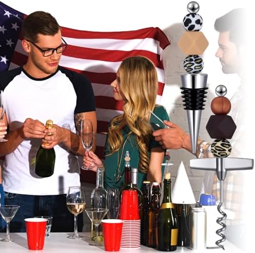 Hushee 40 Pcs Beadable Wine Stoppers with Travel Corkscrew Set