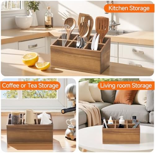 Utensil Holder, Large 6-Compartment Kitchen Utensil Organizer