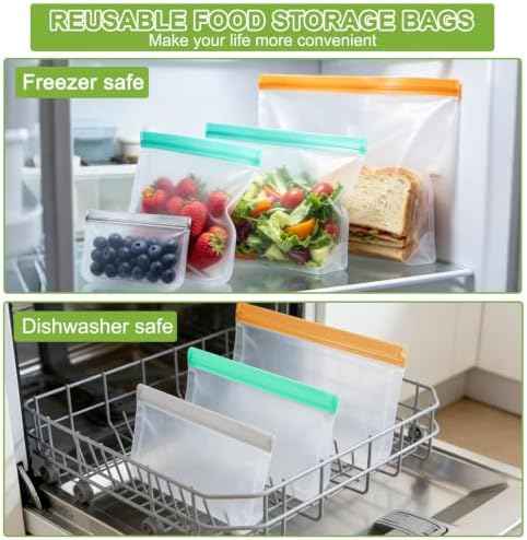 24 Pack Silicone Bags for Food Storage,Reusable Silicone Food Storage