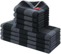 Homaxy 100% Cotton Kitchen Towels and Dishcloths Set of 8, Black &