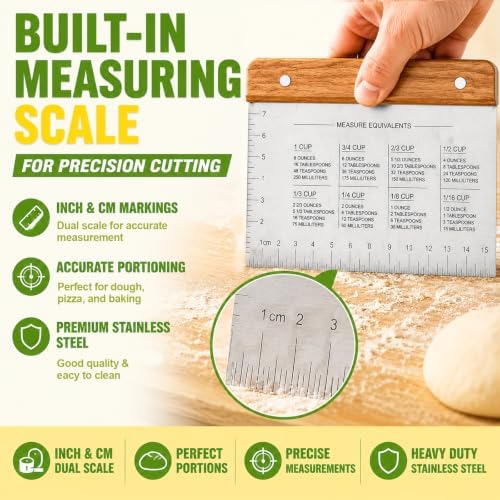 JAYVAR Stainless Steel Dough Scraper & Bench Scraper