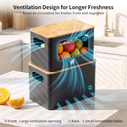 Metal Potato and Onion Storage Bin with Bamboo Lids - Pantry