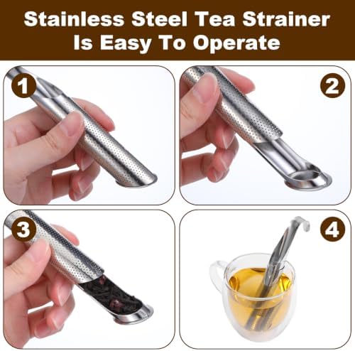 8 Pcs Silver Stainless Steel Mesh Tea Infusers with Brushes for Tea