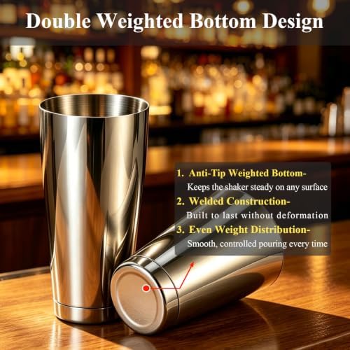 Boston Cocktail Shaker, 18oz & 28oz 2-Piece Tins, Professional Bar