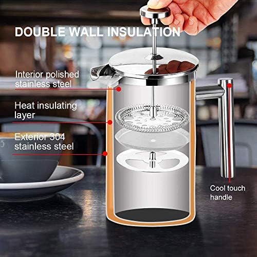 Secura French Press with 4 Replacement Screens, 17 Ounces