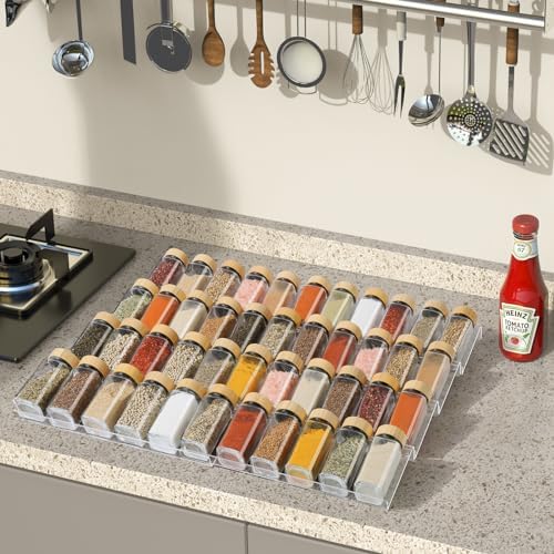 Spice Drawer Organizer 4 Tier, Acrylic Seasoning Organizer Rack, Small