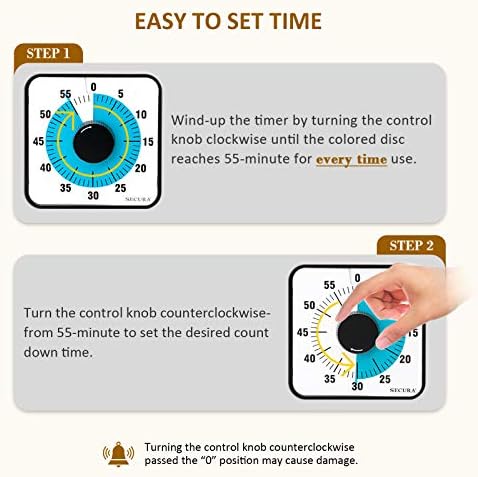 Secura 60-Minute 7.5-Inch Visual Countdown Timer