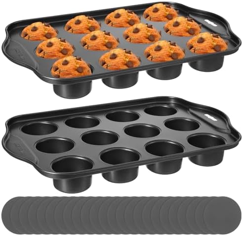 JJUNW 2 Pack 12 Cavity Mini Cheesecake Pan, 13" x 8" Mini Muffin