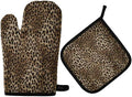 QMXO Animal Leopard Skin Oven Mitts Quilted Cotton Lining Potholders
