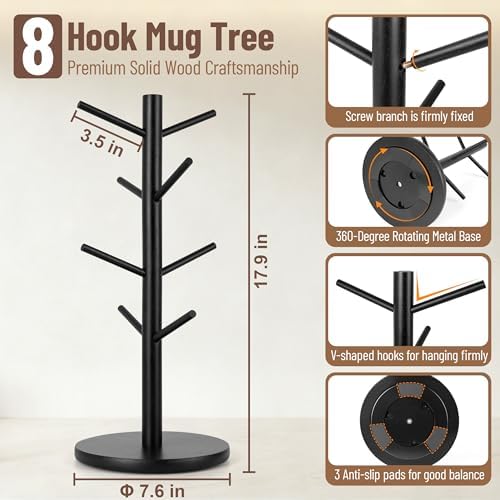 MyLifeUNIT Large Mug Holder Tree, 360° Rotated Coffee Cup Holder, 8