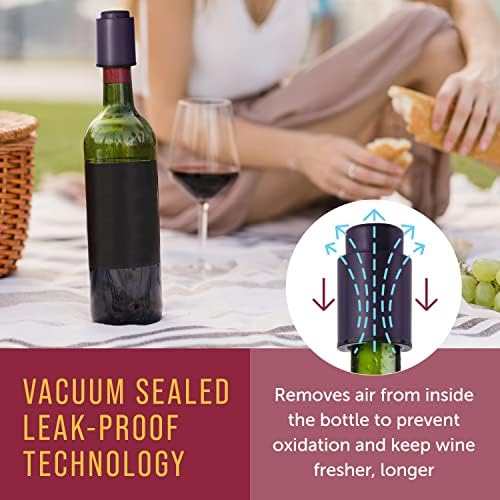 Maplefield Wine Stopper Vacuum Preserver - Purple Plastic, 1 Pump & 4