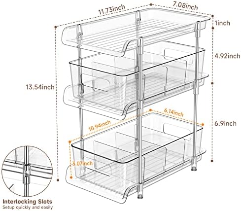 3 Tier Clear Bathroom Organizer with Dividers
