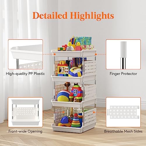 Lifewit 4-Tier Stackable Storage Baskets, White