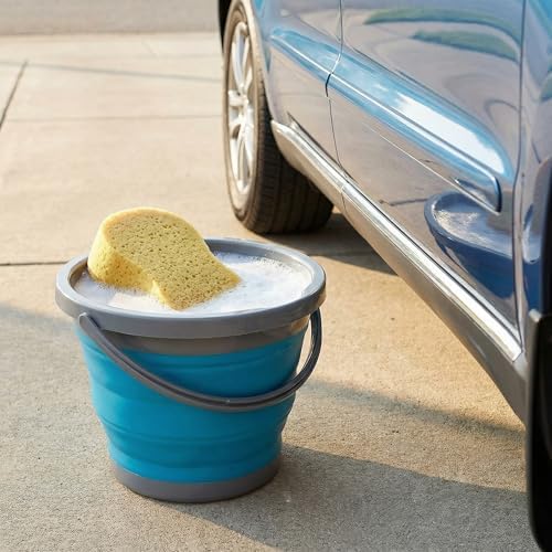 Bekith 2 Pack Collapsible Plastic Bucket with Locking Lid, 5L