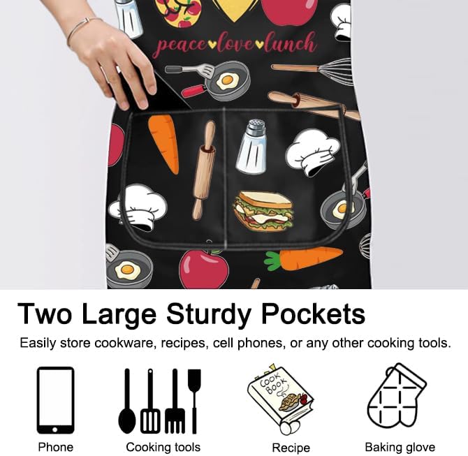PXTIDY School Lunch Lady Apron With Pocket Cafeteria Worker Gifts