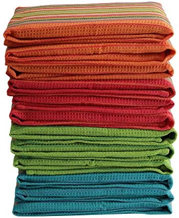 DG Collections Salsa Stripe Kitchen Dish Towels, 100% Cotton, Highly