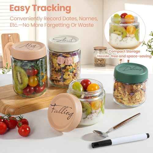 12Pack Overnight Oats Containers, 16oz, 8oz & 4oz