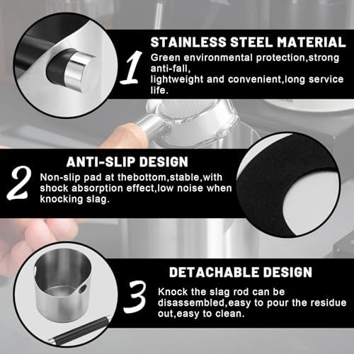 Espresso Knock Box, Stainless Steel coffee grounds container, Espresso