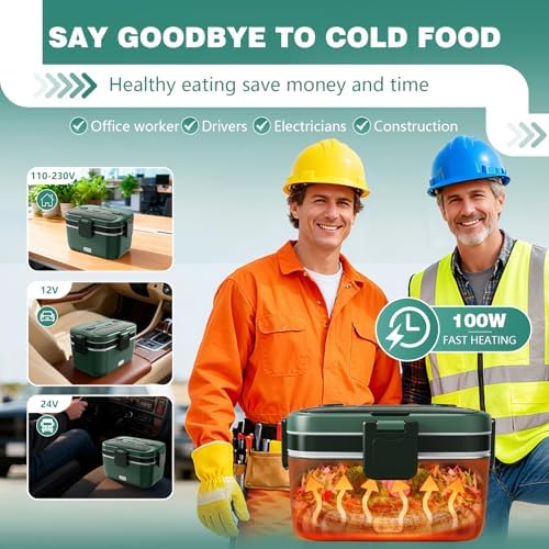 Electric Lunch Box for Adults, 2.8L Double Layer Heated LunchBox