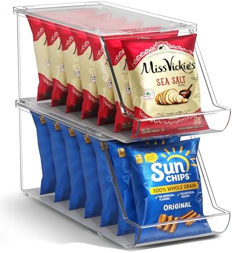 Sorbus Snack Organizer, Clear Stackable Chip Bins, 2 Pack