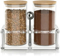 YAGELI Glass Coffee Canister Set with Acrylic Shelf, 2 Pack 44oz