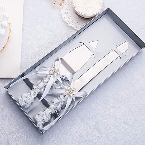 TIHOOD Set of 2 Rustic Wedding Cake Knife and Serving Set with Twine