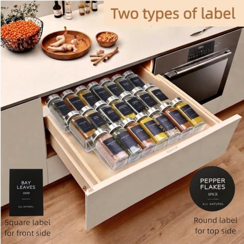 Glass Spice Jars with Labels, Seasoning Jars; 26 Pcs Stainless Steel
