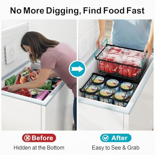 iSPECLE Freezer Organizer Bins, 5 Cu.Ft, 4 Pack