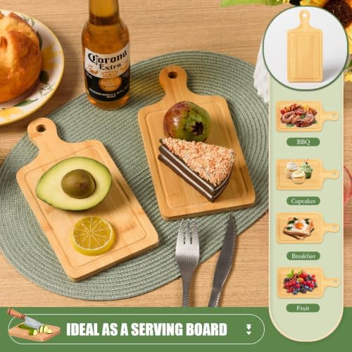 AWIZOM 6 Pcs Small Cutting Boards with Handle Mini Bamboo Charcuterie