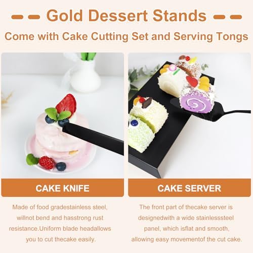 MACIFECI Cake Stand Set, Black Cake Stands For Dessert Table Including