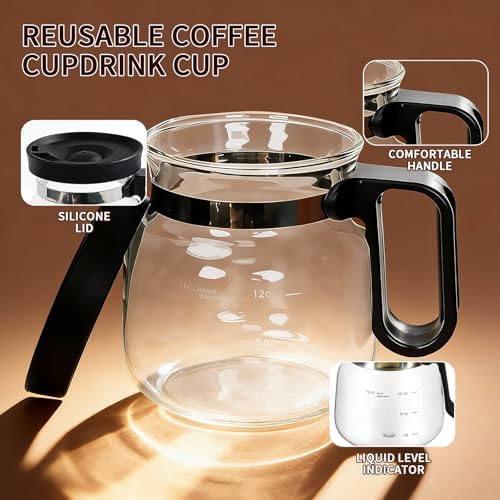 16 Oz Glass Coffee Pot Mug, Mini Coffee Pot Cup, Novelty Heatproof