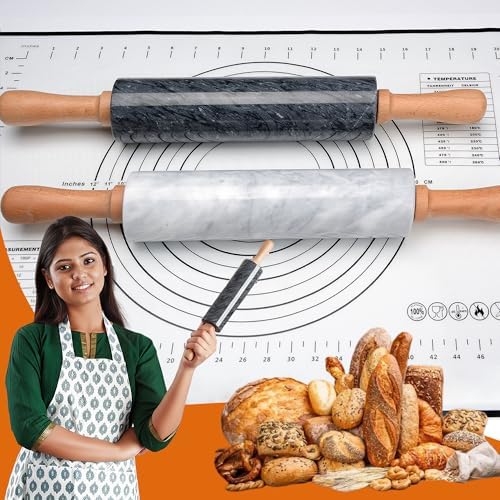 18.5 inches Marble Rolling Pin,Large Non-Stick Dough Roller,for making