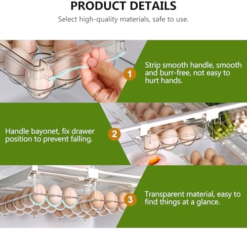 Drawer Type Egg Storage Box for Refrigerator, Multi Compartment