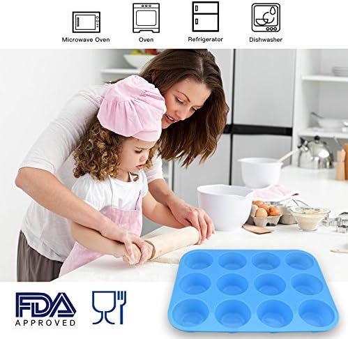 homEdge 12-Cup Silicone Muffin Pan, Pack of 2 Non-Stick Muffin Molds
