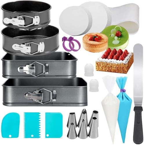 124Pcs Springform Pans Set, Round Square Cake Pans Sets, 7/9/10/11