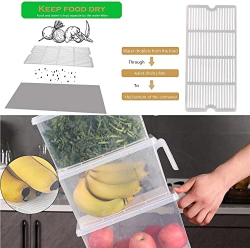Sooyee Produce Saver Containers, 5L x 4, with Drain Tray