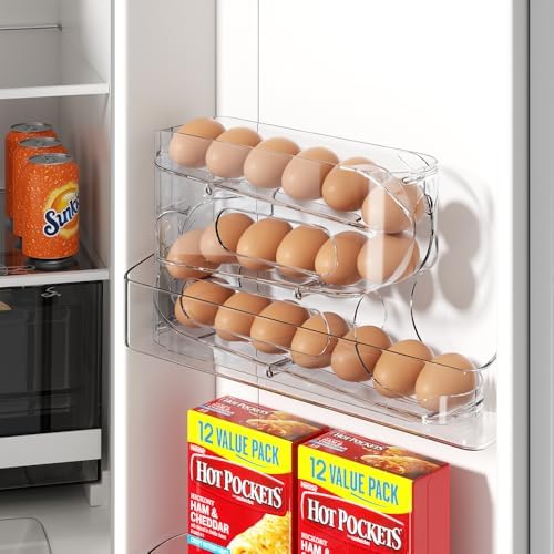 Sotfamily Clear FIFO Egg Holder for Fridge, 18 Count