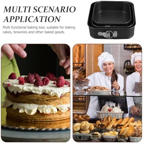 Square Springform Cake Pans, 3pcs Nonstick Steel Set with Removable