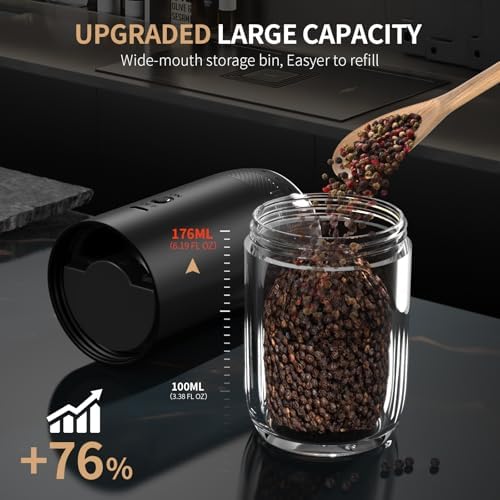 Gravity Sensor Electric Salt and Pepper Grinder Set, Battery-Powered