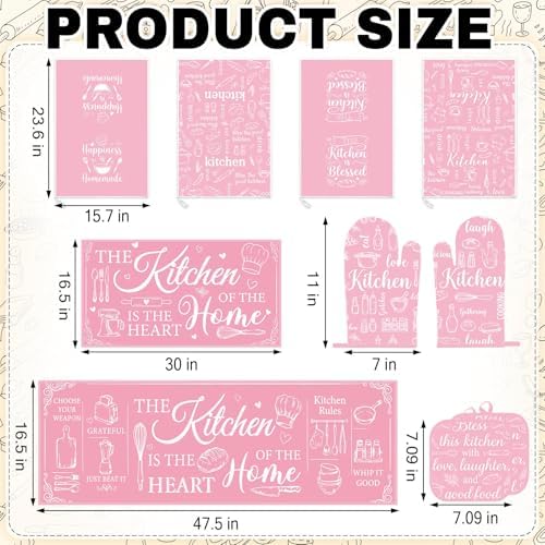10 Pack Pink Retro Kitchen Decor and Accessories Set