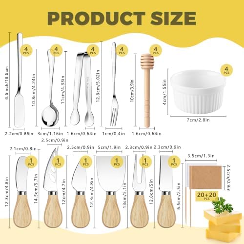 Charcuterie Boards Accessories Charcuterie Utensils Cheese Butter Spreader Knife Set Small Serving Tongs Forks and Spoons Dipping Bowls Honey Dippers Toothpick Flags for Party Platter Making